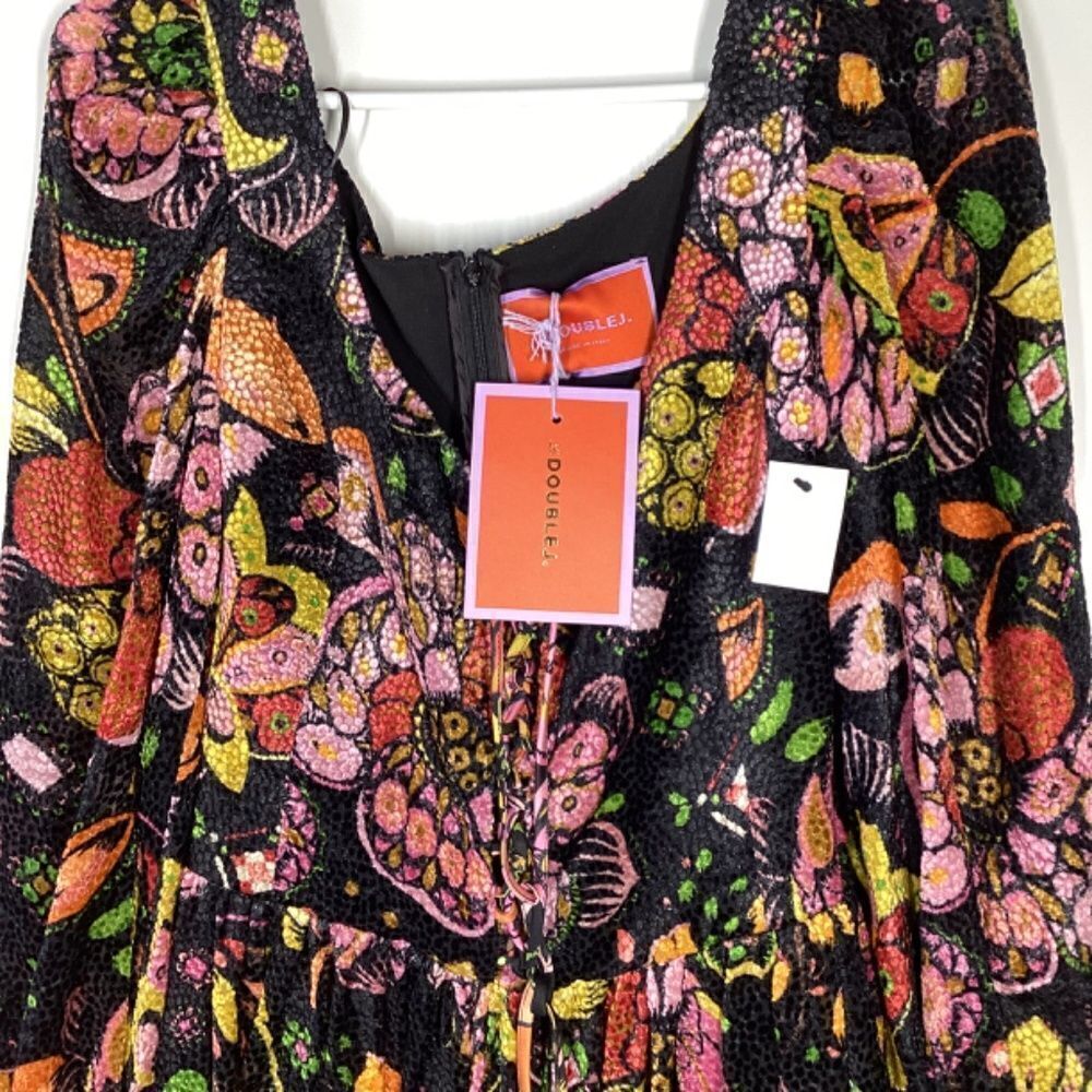 La DoubleJ Wanderlust Dress Eden Devore Velvet Black Orange Maxi‎ Dress Size XS - Picture 11 of 17